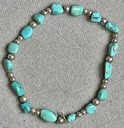 Shube Sterling & Turquoise Stretch Bracelet
