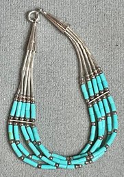Sterling Liquid Silver Turquoise Bead Bracelet