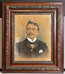 Antique Pastel Portrait Distinguished Man - Original Frame