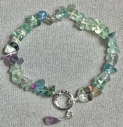 Sterling Toggle Clasp Fluorite Stretch Bracelet