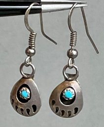 Sterling Sleeping Beauty Turquoise Bear Paw Earrings