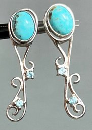 Sterling Turquoise Stud W/ Removable Topaz Jackets
