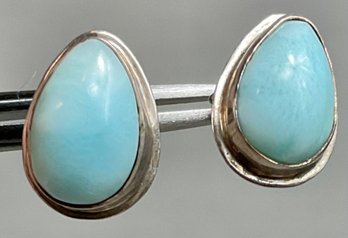 Sterling Larimar Stud Earrings