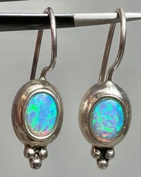 Sterling Opal Half Hoop Earrings