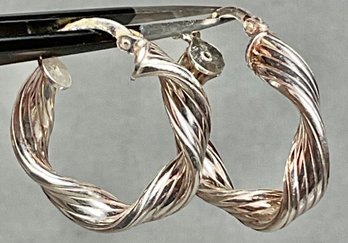 Sterling Italy Textured Hoop Earrings
