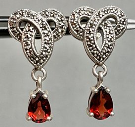 Sterling Marcasite & Garnet Earrings
