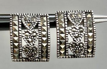 Sterling Marcasite Heart Earrings