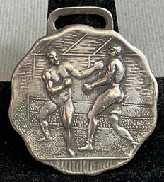 Vintage Silver Tone Boxing Watch Fob