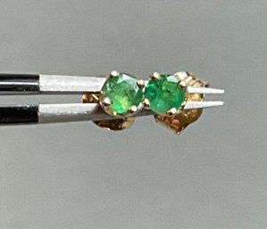 Small 14k Gold Emerald Stud Earrings