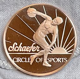 Vintage Schaefer Beer Circle Of Sports Brass/Bronze Token
