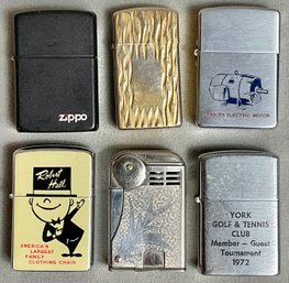 6 Vintage Lighters - Advertising/Zippo