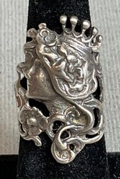 Sterling Art Nouveau Crown Princess Ring