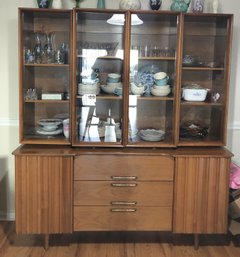 Mid Century Danish Walnut Sideboard W/ Display Hutch - Pickup North Haven