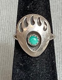 Vintage Sterling & Turquoise Bear Paw Ring