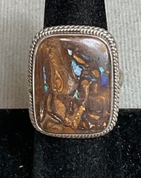 Large Sterling & Boulder Opal Ring