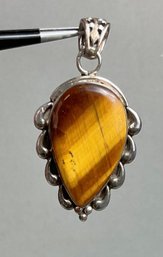 Sterling & Tigers Eye Gemstone Pear Shape Pendant