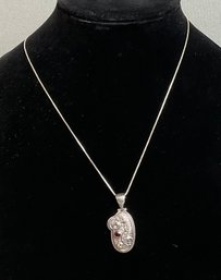 Sterling Chain W/ Handcrafted Sterling Garnet & Citrine Pendant