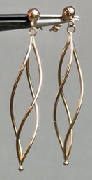14k Gold Spiral Twisted Dangle Earrings