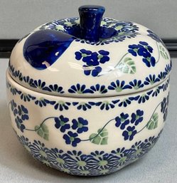Polish Pottery Apple Shaped Lidded Jar