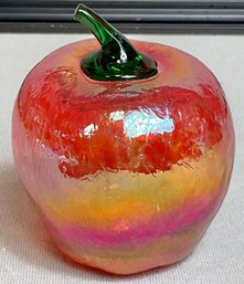 Hand Blown Iridescent Red Apple