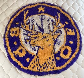 Vintage Elks BPOE Hook Yarn Circular Rug