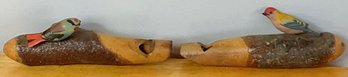2 Carved Bird Figural Whistles