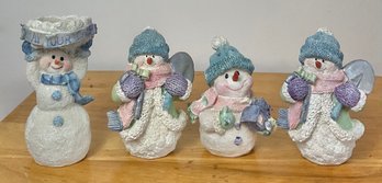 4 Snowman Figurines