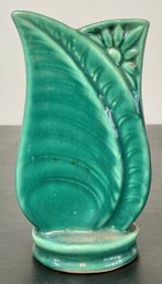 Vintage Green Leaf Ceramic Vase