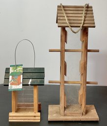 2 Wood Bird Feeders