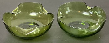 Anchor Hocking Avocado Green Pinched Edge Bowls