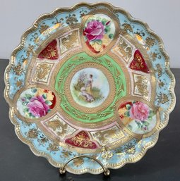 Antique Hand Painted Gilded Plate