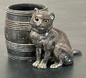 Wilcox Silver Plate Cat Figural Match Holder - Meriden