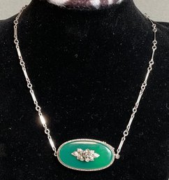 Beautiful Art Deco Sterling & Chrysoprase Necklace - Made Germany