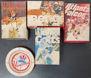 1971 Football Puzzles & Vintage Yankees Ashtray