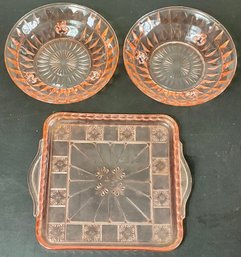 3pc Pink Depression Glass