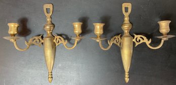 Pair Brass Wall Sconces