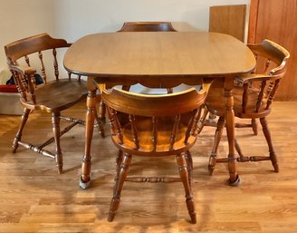 Maple Kitchen Table W/ Formica Top & 4 Arm Chairs