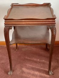 1940s Mahogany Gallery Top Two Tier Table
