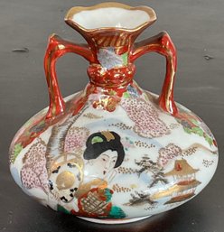 Antique Japanese Kutani Porcelain Vase - Geisha