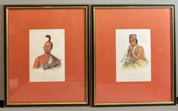 2 Antique Thomas Mckenney Hand Colored Lithographs - History Of The Indian Tribes Of North America
