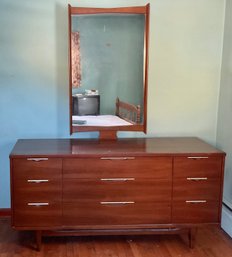Mid Century Kent Coffey Tableau Walnut Dresser W/ Mirror