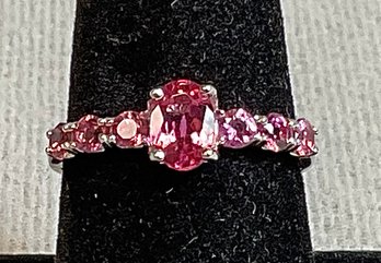 Sterling & Pink Stones Ring