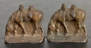Vintage Cast Iron Grazing Horse Bookends