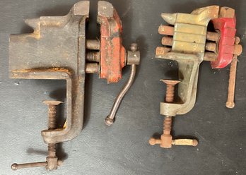 2 Vintage Stanley Mini Clamp Anvil Table Vises