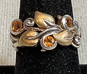 Bixby Sterling & 18k Citrine Vine Leaf Ring