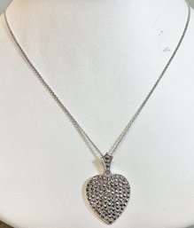 Sterling Chain W/ Sterling & Marcasite Heart Pendant