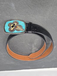 Vintage Native American Zuni Multi-stone Inlay Belt Buckle Set In Sterling Silver By Albert And Dolly Banteah