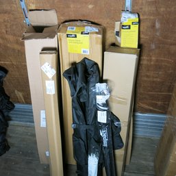 8 Items - Umbrellas, Boom Box, Column Stand, 2 Background Support Systems