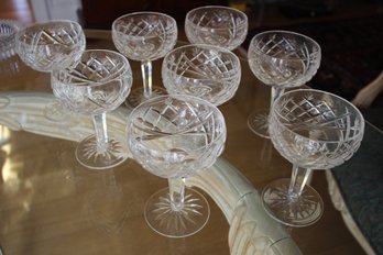 Set Of 8 Signed Waterford Crystal Champagne Coupe Glasses