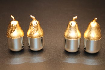 F.B. Rogers Pear Salt & Pepper Shakers, Set Of 4  Silverplate With Gold-Plated Tops In Original Box